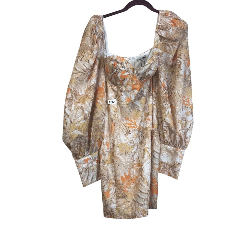 fashion nova xlarge nwt mini dress yellow and cream floral bustier style bodice - Picture 2 of 14